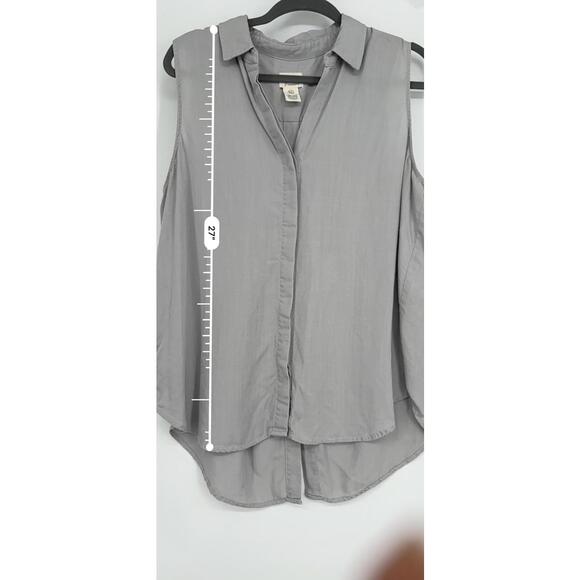 Andrea Jovine Women's XL Sleeveless Button Down Shirt Gray - Picture 5 of 5